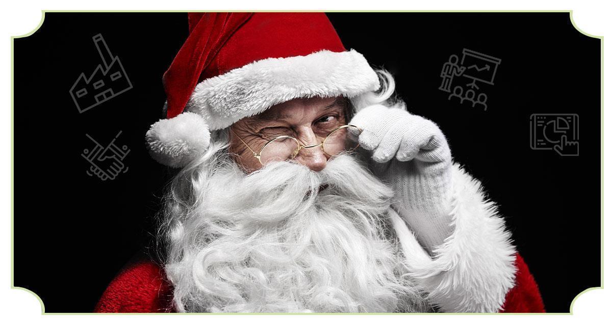 Le Père Noël, malicieux, faisant un clin d'oeil