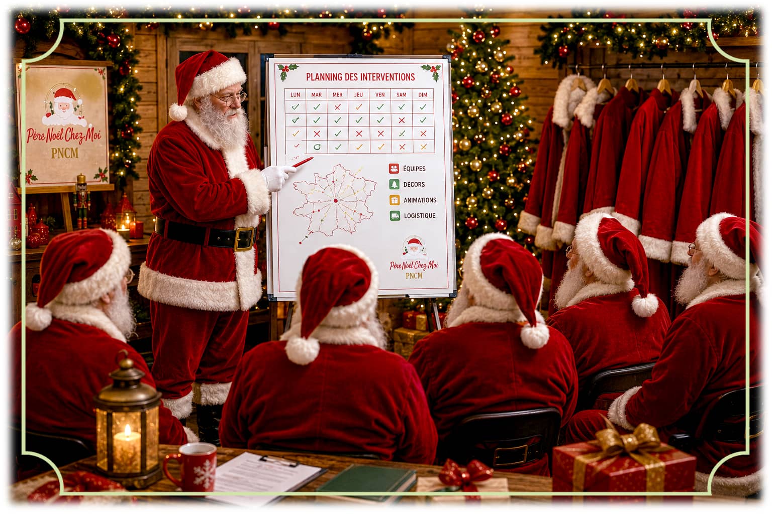 Briefing de l'équipe des Pères Noël